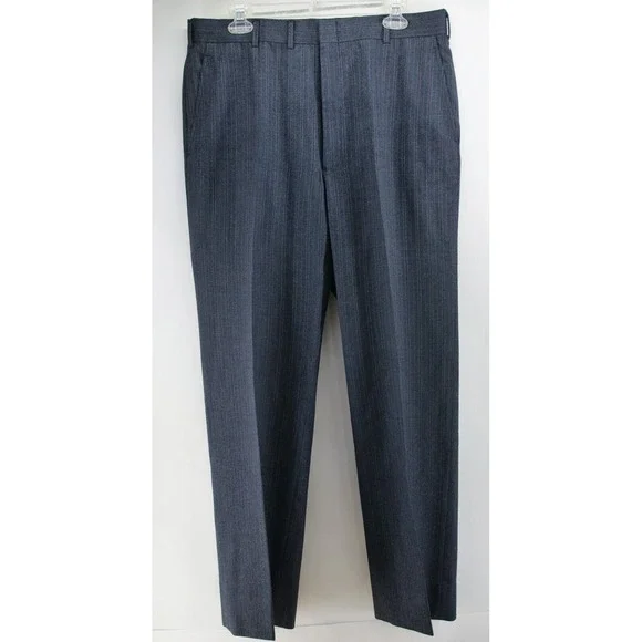 Hart Schaffner‎ Marx 2 Piece Suit 42L Gray Pinstripe Worsted Wool Pant Fit